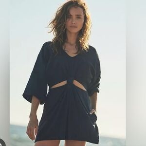 Free People Black Knotty But Nice Romper Size XS Beach Vacation Travel Boho